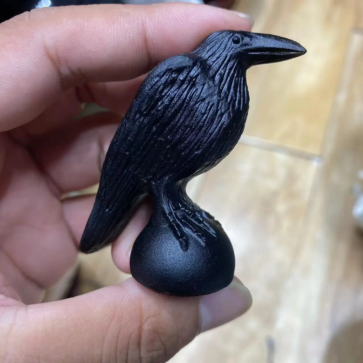 1/2/5PCS Natural Obsidian Stone Hand Carving Crow Birds Animal Figurine Crystal Healing Reiki Home Decor