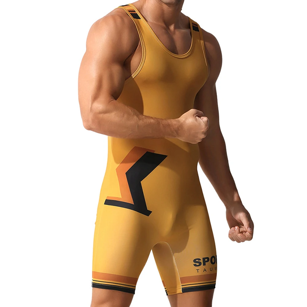 Mens Tight Fitting Color Block Quick Dry Sports Fitness Casual Jumpsuit Fashion Youth Flexible Trend Sheer Surf Swimsuit 2026