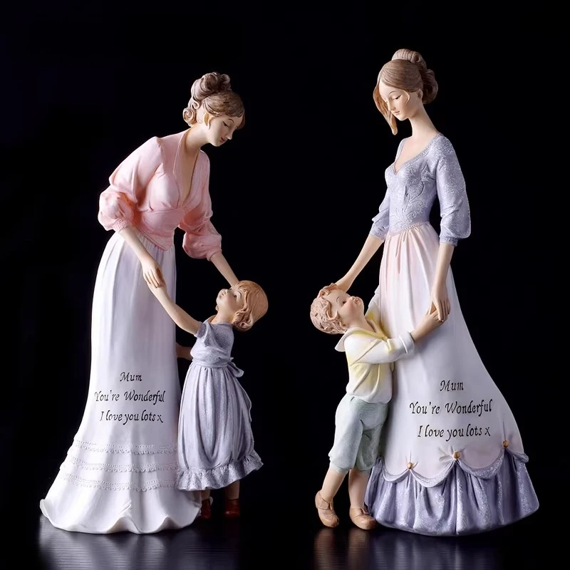 

Family Theme Mother Child Figurine ornaments,Mother and Kid Resin Statue,home Tabletop decorations, Mother's Day wedding gifts