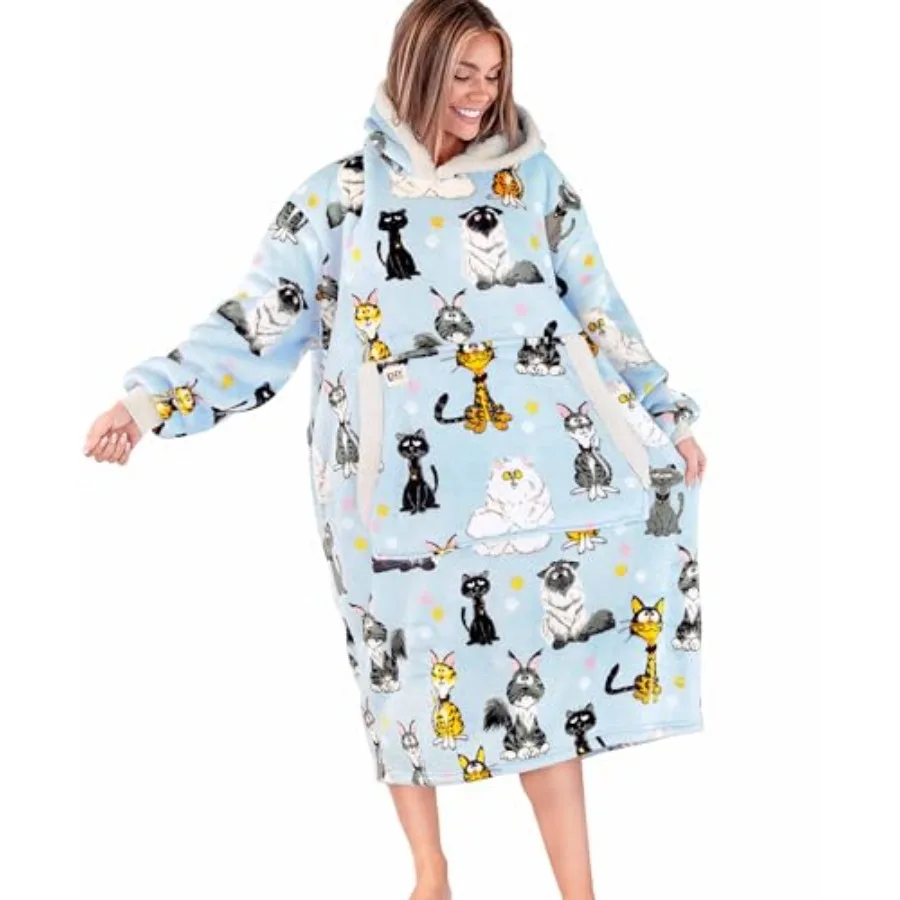 

Оверсайз-плед-худи LazyOne: универсальные худи-пледы для женщин и мужчин, единый размер подходит всем