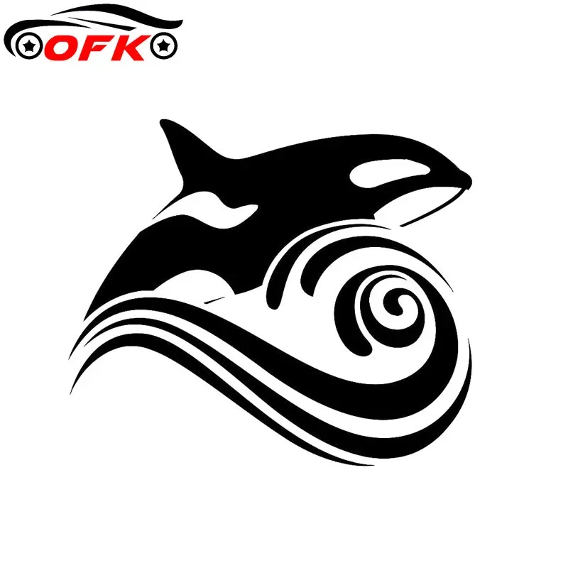 

Killer WHALE Wave Fashion Car Sticker Vinyl High-quality Decal Black Silver 14.3cm*12.4cm