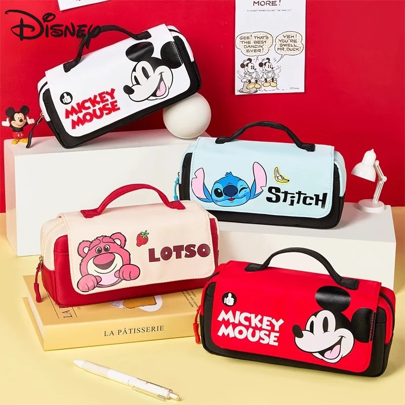 

Disney Stitch Pencil Case Lotso Mickey Student High Capacity Stationery Storage Bag Pen Box School Supplies Boy Girl Gifts