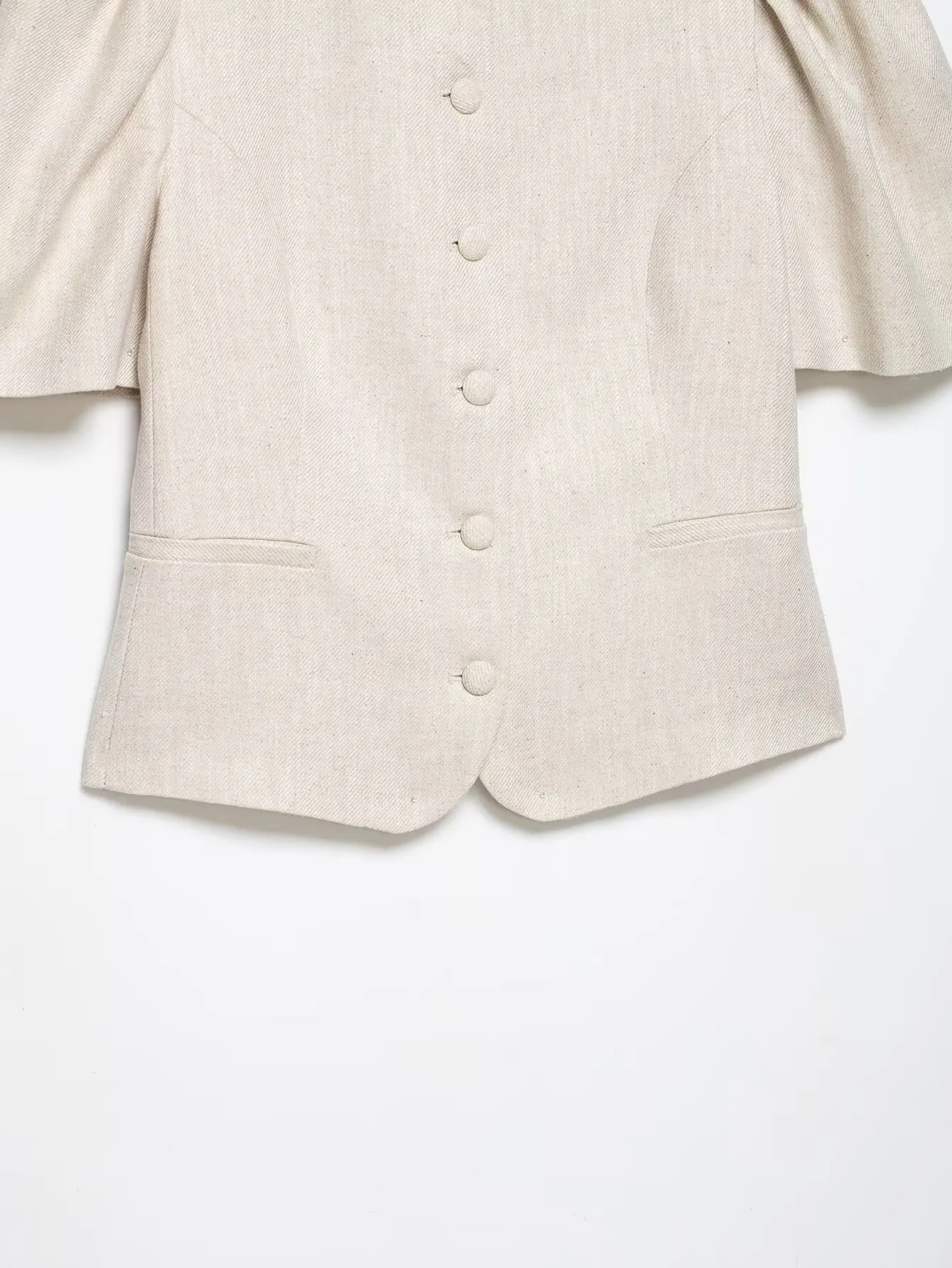 HH 2026 Sommer Herbst Französischer Stil Schlanker Blazer für Damen mit Puffärmeln und Rundhalsausschnitt – Lässige Alltags-, Urlaubs- und Büro-Oberbekleidung – Detail 9