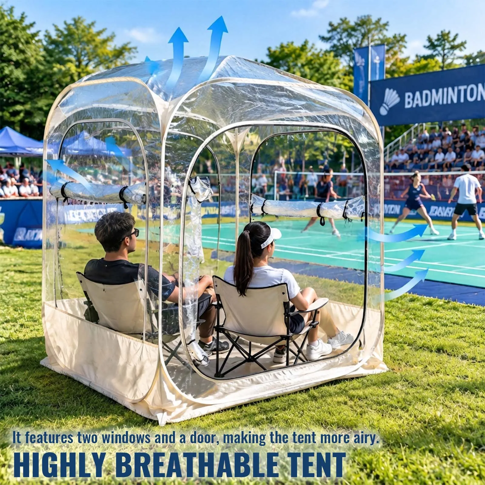 Transparent Viewing Tent Pop Up Clear Panoramic for Fishing Camping Lake View Outdoor Relaxation