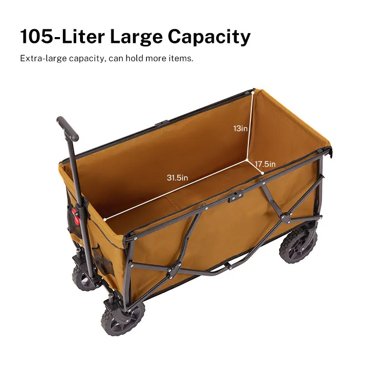 HOMFUL Large Size Durable Collapsible Metal Trolley Folding Camping Cart Portable Picnic Wagon