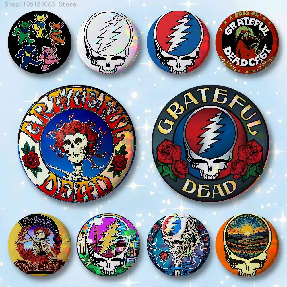 

G-Grateful Rock D-Dead Enamel Pin Tinplate Round Brooch Cosplay Nijigen Otaku Culture Badges 58mm 44mm 32mm 75mm 25mm