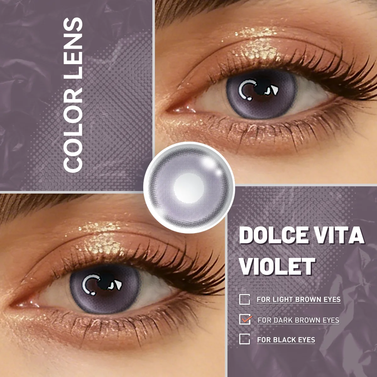 Visuashow Violette Kontaktlinsen für 6 Monate, 2 Stück, kleine Pupillen, farbige Kontaktlinsen, 14,2 mm, Augenvergrößernd, für Anime-Cosplay. – Detail 7