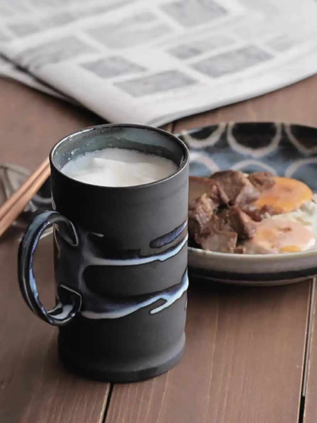 That Creates Creamy, Dense Foam Japanese Mino-Yaki Handmade Draft Large Beer Mug