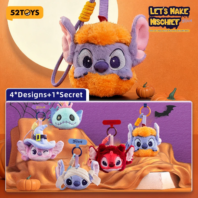 52TOYS Stitch Let's Make Mischief Plush Phone Strap Blind Box, Mystery Box, anime Merch