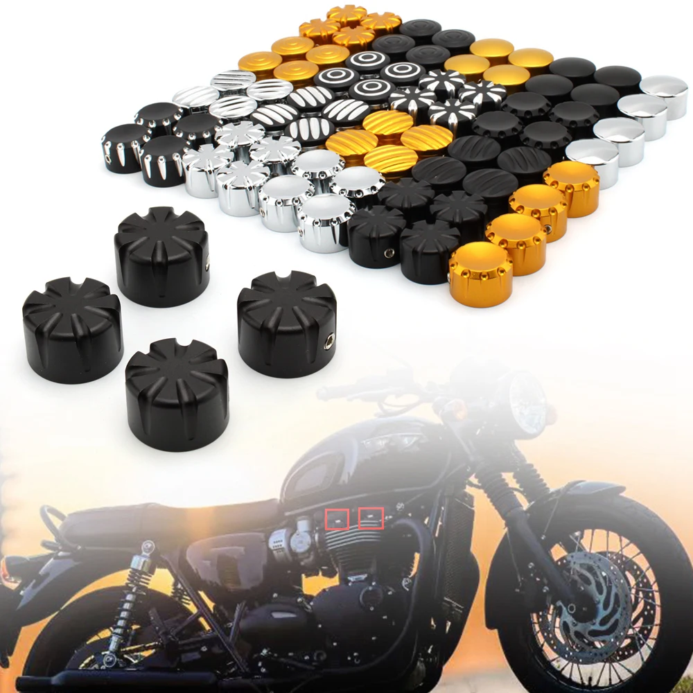 4Pcs Spark Plug Machined Head Bolts Caps Screws Nut Cover For Triumph Bonneville T120 Black Thruxton R Street Twin Cup Scrambler