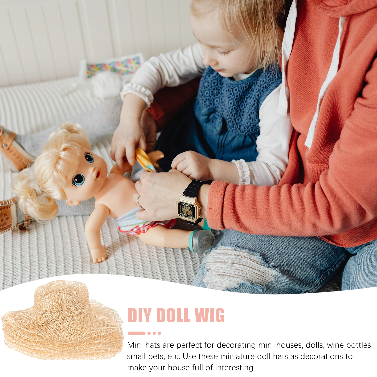 

12 Pcs Braided Straw Hat Dollhouse Accessories Mini Knit Hats Crafts Tiny Miniature