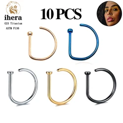 10 pçs g23 titânio d forma falso piercing de nariz astm f136 20g anel de nariz argola septo anéis sexy feminino corpo jóias nariz parafuso prisioneiro