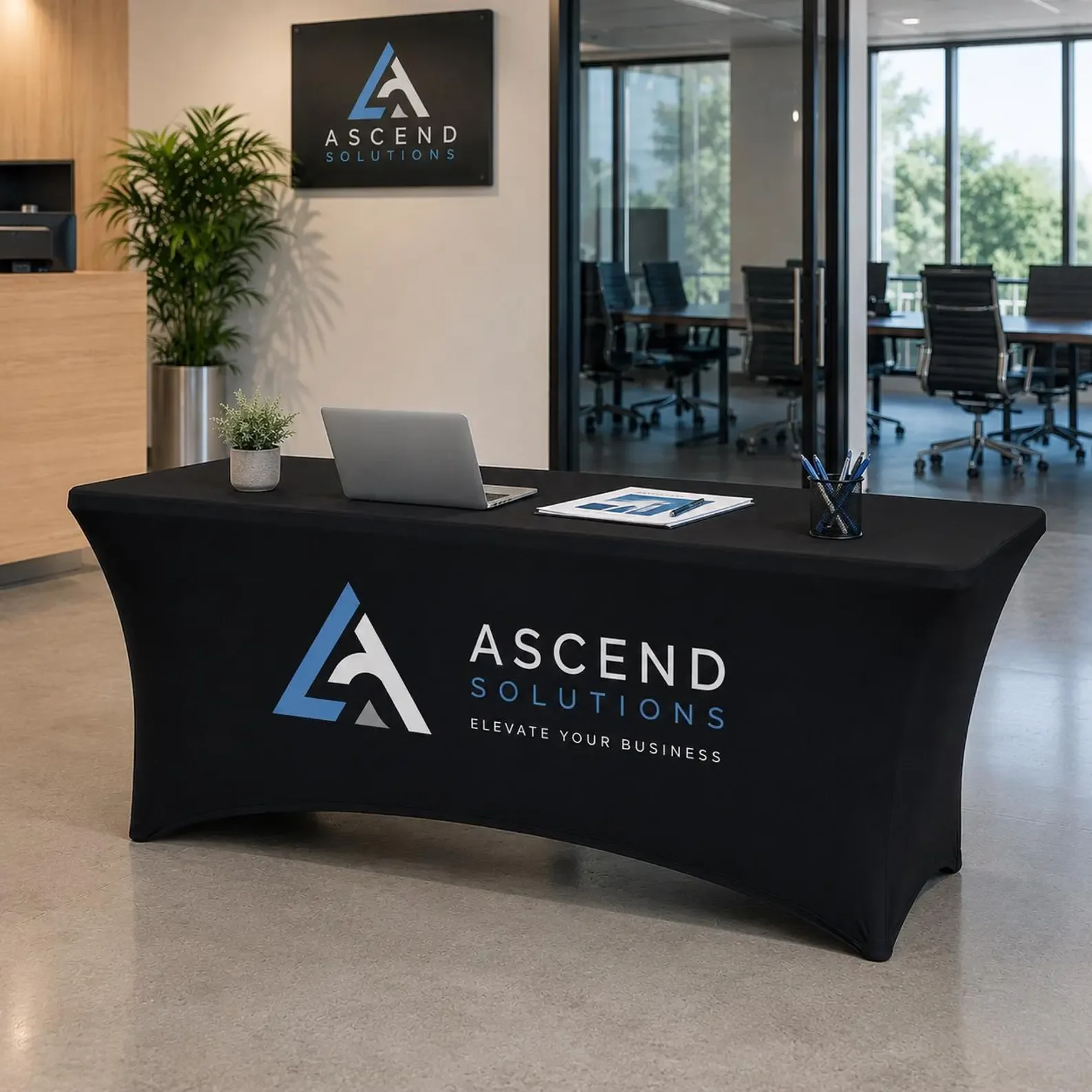 Custom Table Cover with Logo Trade Show Tablecloth Personalized Vendor Booth Table Throw Business Event Display 4ft 6ft 8ft