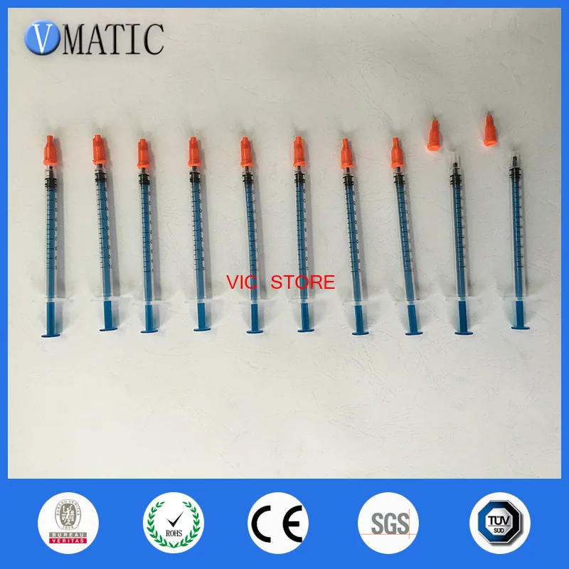 

Fast Selling 10 sets Plastic Dispensing Blue Syringes 1cc/1ml + red tip cap