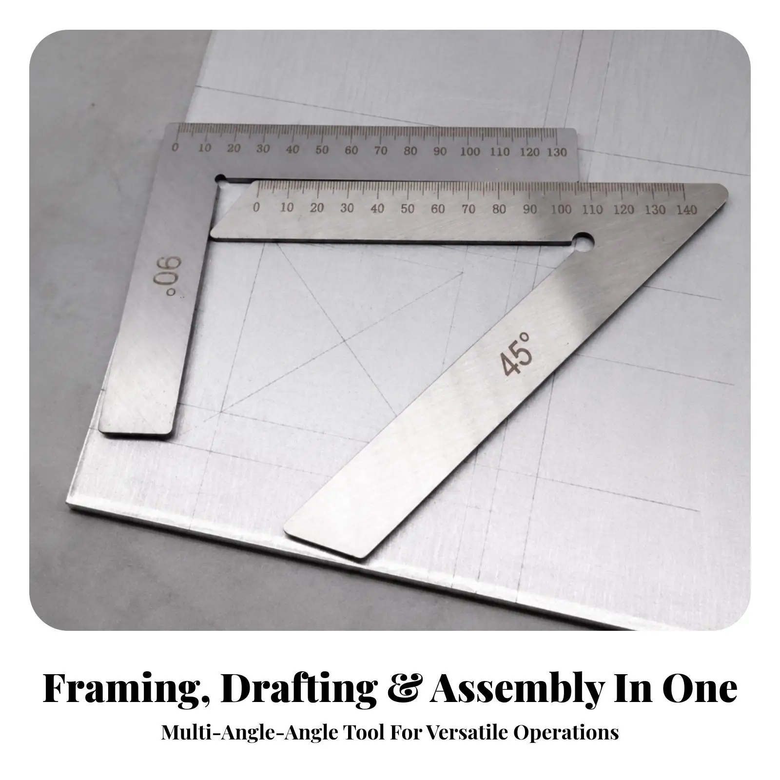 Compact Stainless Steel Angle Square Ruler 45 90 Degree Checker for Installers Fabricators Carpenters Job Site Use