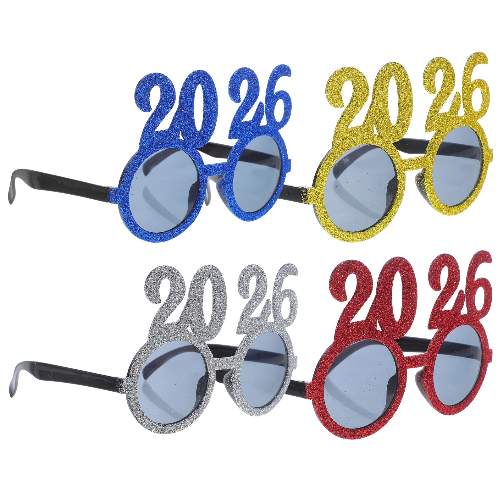 

4 Pcs Glasses 2026 New Years Eve Party Favors Eyeglasses Christmas Happy Glitter