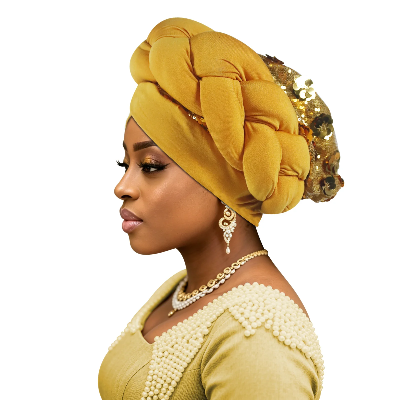 Gorro Turbante Preformado para Mujer, Pañuelo Africano, Auto Gele, Gorro Musulmán, Hiyab, Sombrero para Boda Nigeriana, Pañuelo para la Cabeza