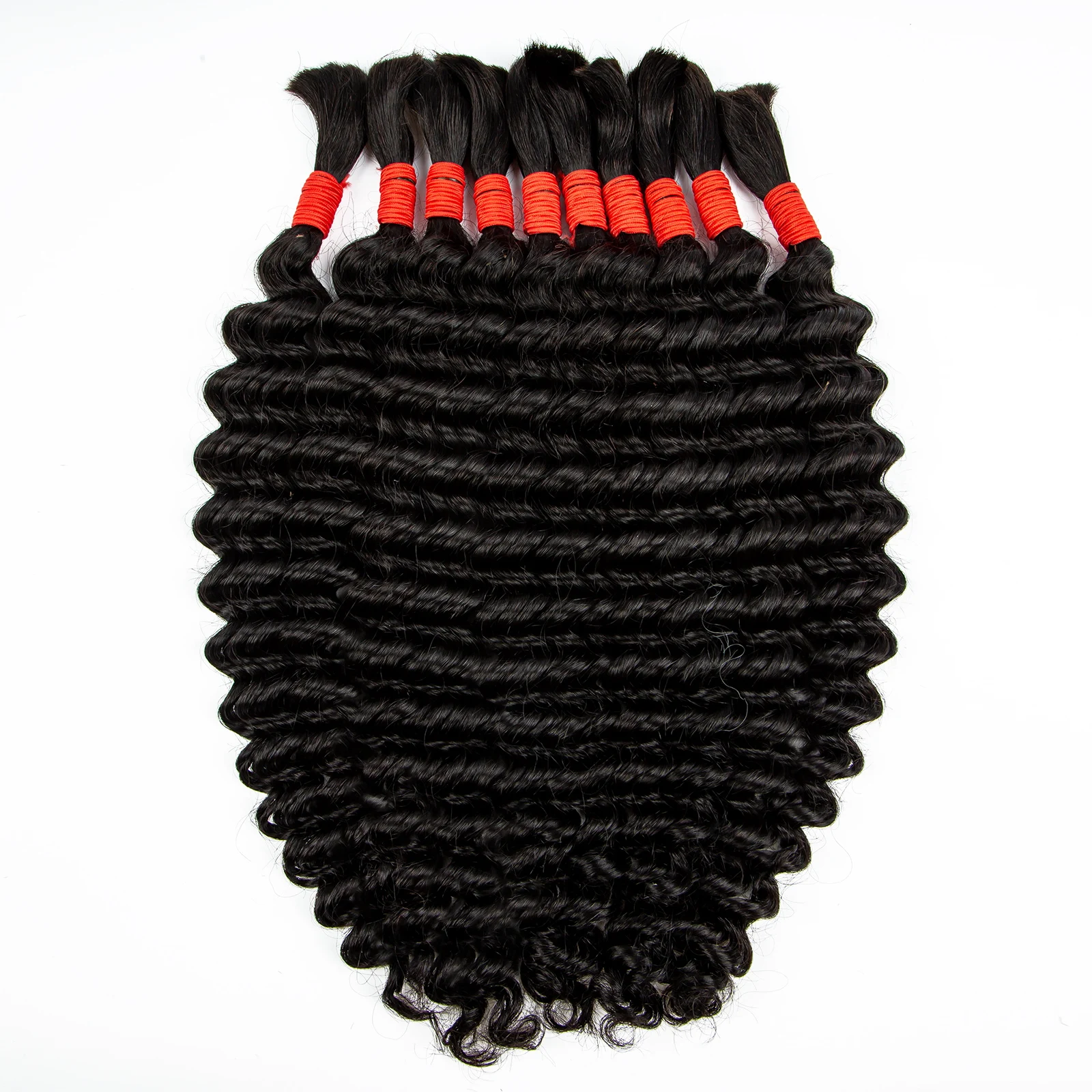 22 24 Zoll tief gewelltes Echthaar für Boho-Zöpfe, kein Schuss, gefärbt, 100 % 12A Echthaar, lockige Bulk-Extensions zum Flechten – Detail 23