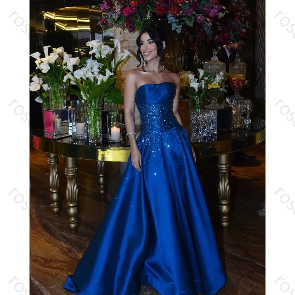 Royal Blue Strapless Dress Bridesmaid Wedding Dress Long Royal Blue Bridesmaid Dresses Royal Blue main image 1