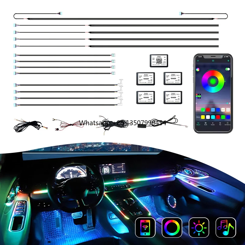 

Free Sample Car Ambient Light 18 in 1 RGB Ambient Light Car Interior Led Light Rgb Led Strip