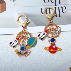 Creative Spaceman Metal Keychain Cartoon Astronaut Rocket Star Key Chain For Bag Charms Jewelry Children Fans Souvenirs Gift