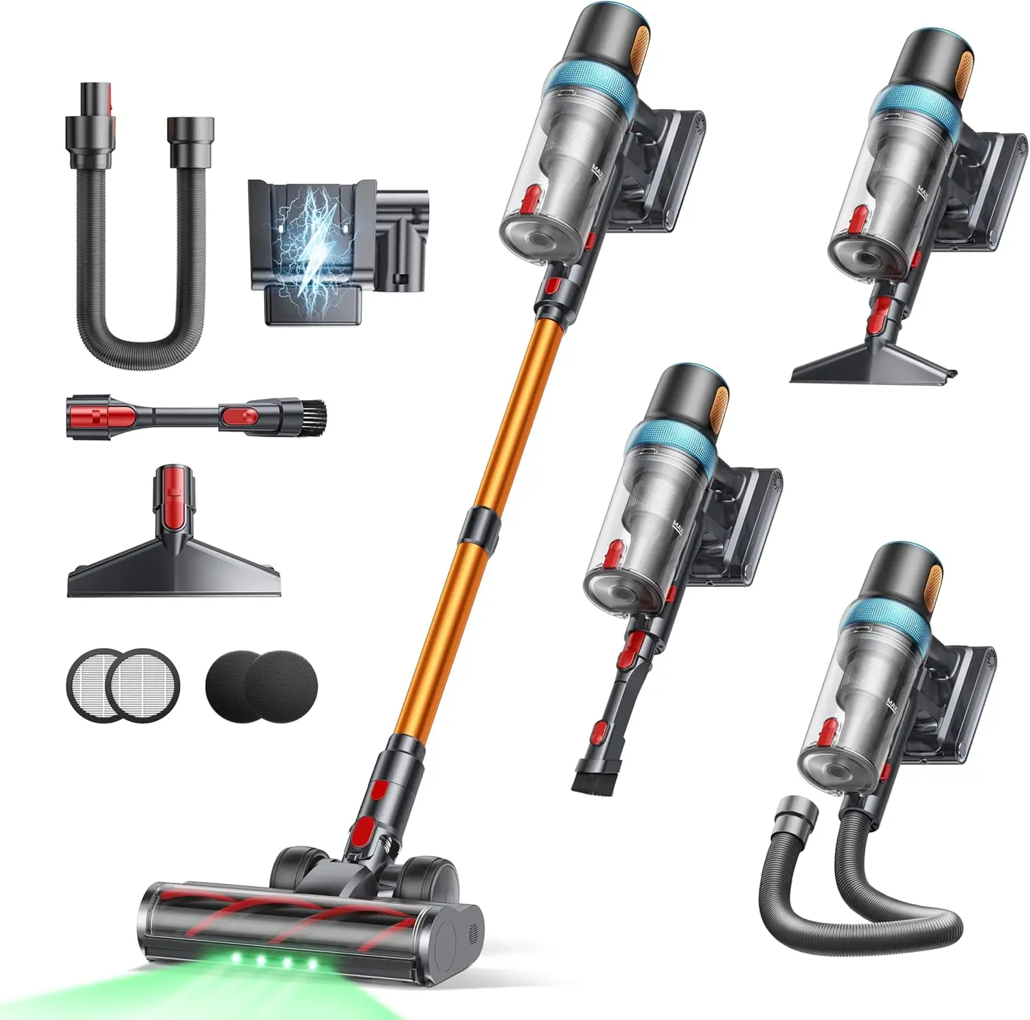 Powerful Cordless Vacuum Cleaner 600W 50KPA 65Mins Runtime with LED Screen & Wall Charging Station