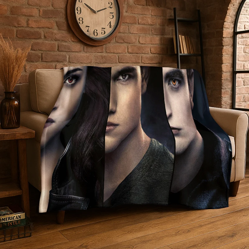 Classic Twilight Saga Edward Bella Flannel Blanket Soft Warm Throw Blanket for Bedroom Living Room Bed Travel Camping Picnic