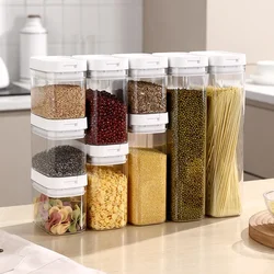 Rectangle Food Storage Container Plastic Jars for Spices Home Rice Cereal Dispenser Organizers Kitchen Coffee Beans Candy Box