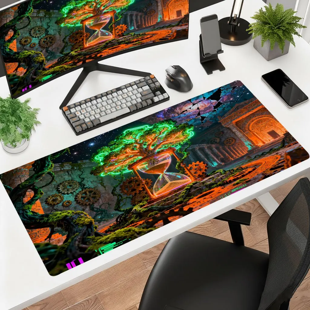 Brand Metal Mouse Pad Gear Hourglass Glowing Tree Shattered Starry Sky HD Print Laptop Office Desk Mat