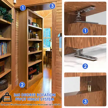 2件/套門軸鉸鏈,重型鉸鏈,適用於最大承重300磅的木門,隱藏門,360度旋轉,書櫃秘密門 8 最佳銷售 重型鉸鏈 - №8