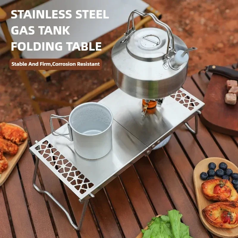 

Be suitable for Outdoor Stainless Steel Folding Table Camping Barbecue Portable Multi-function Coffee Table Picnic Flat
