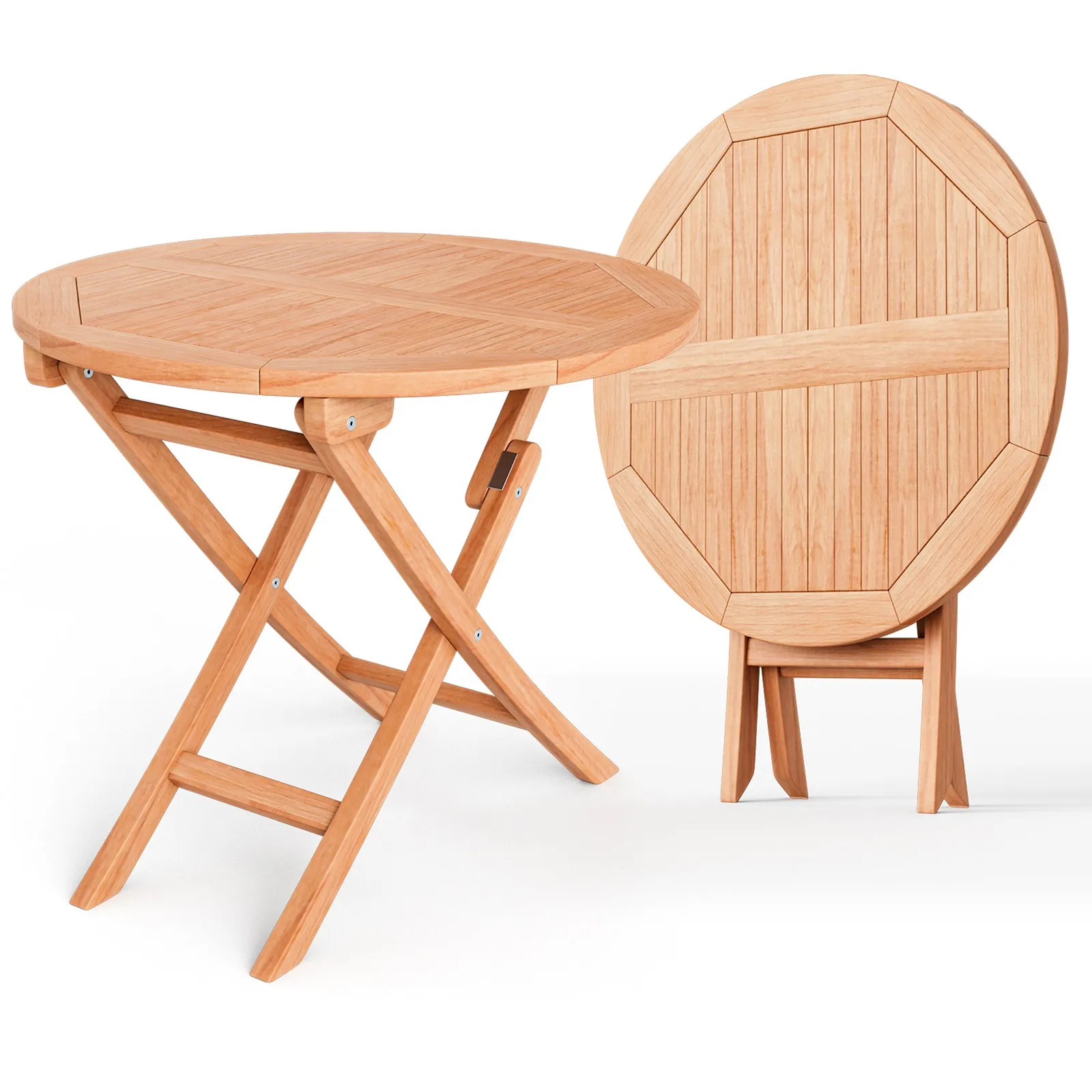 

31,5-дюймовый круглый складной стол для улицы из массива тика для патио