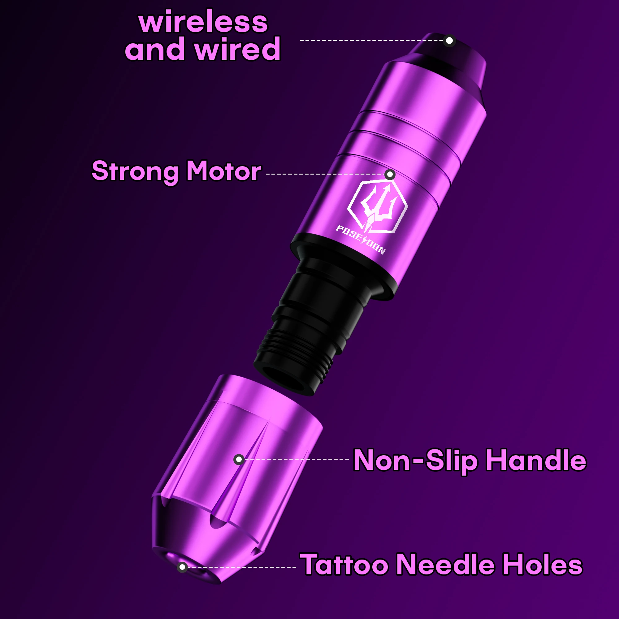 POSEIDON مجموعة الوشم 20 V6 إبر الوشم مجموعة أقلام الوشم لآلة الوشم تجميل دائم عدة الأرجواني اللاسلكية مجموعة أدوات رشاش الوشم