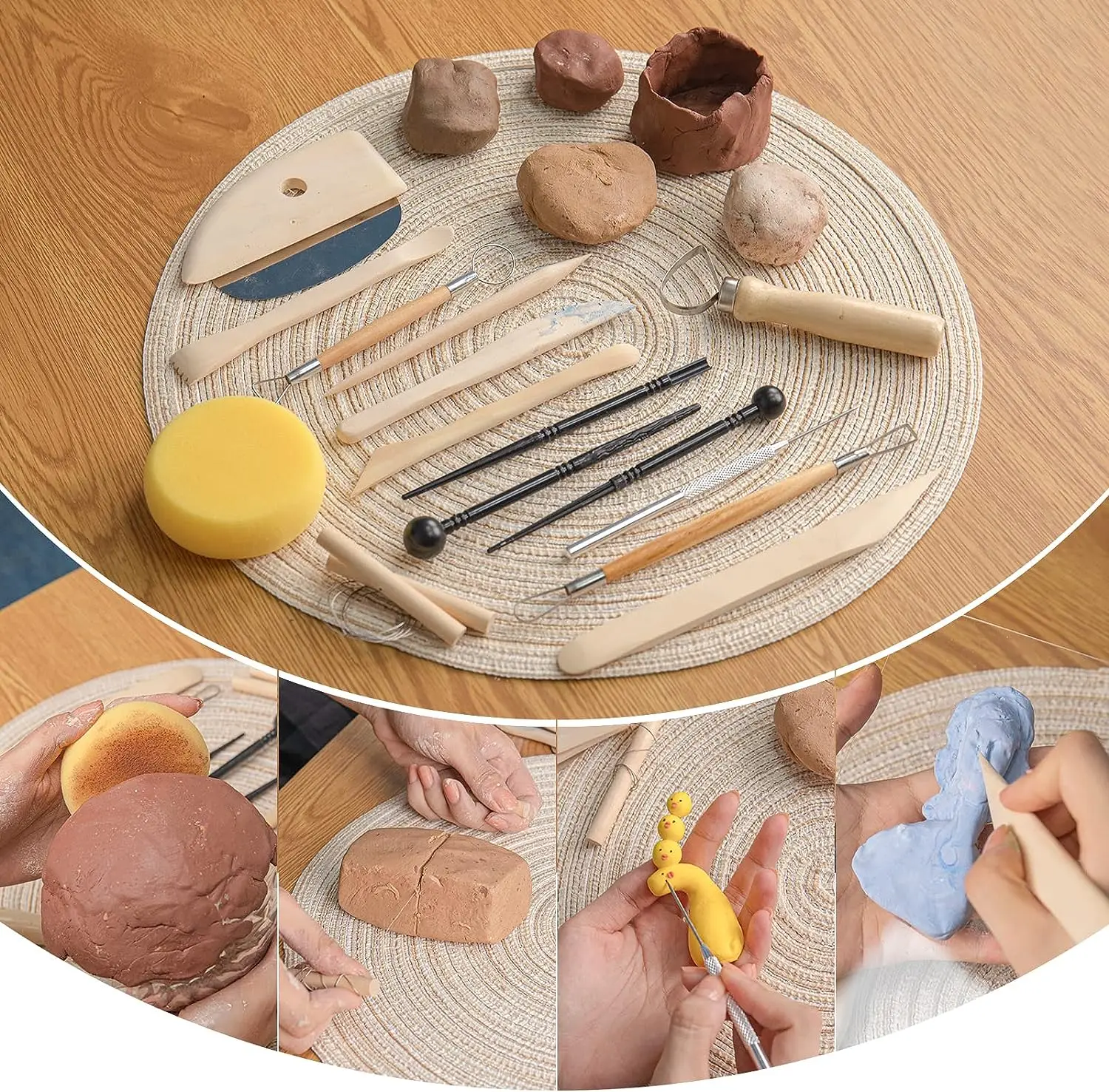 8Pcs/Set Clay Tools DIY Ceramics Molding Tools Wood Knife Pottery Tool Set Clay Sculpting Kits Carving Ceramic Tools Practical