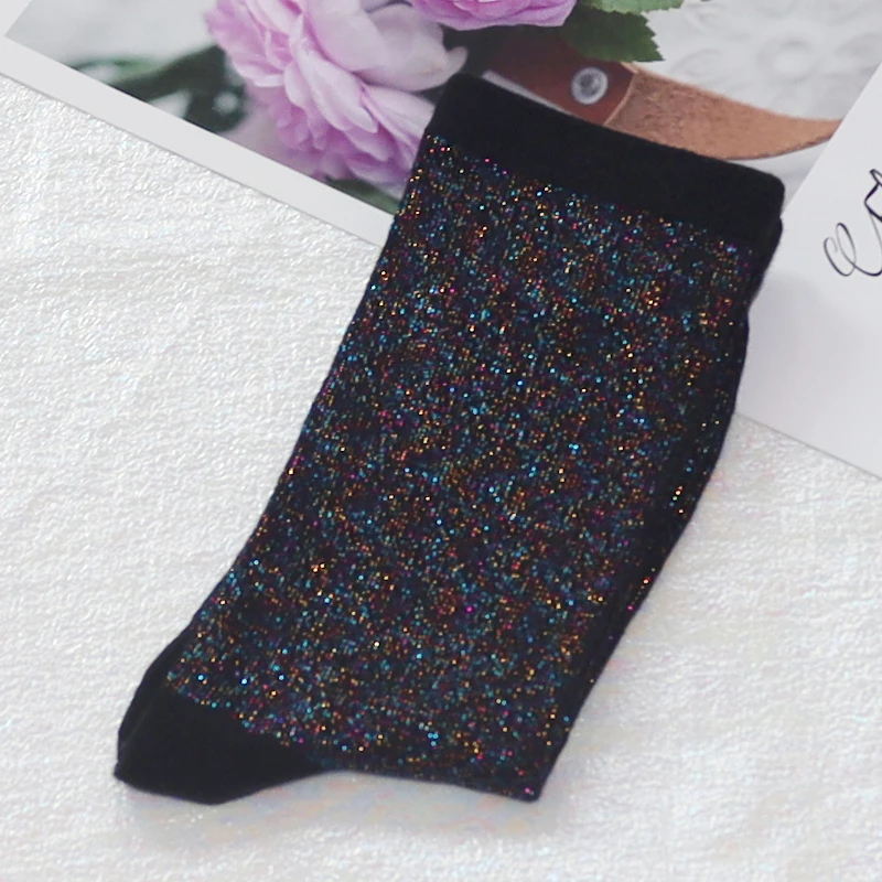 3 pairs high quality women fashion filigree socks Sexy women spring autumn glitter socks Candy-colored Korean style women socks