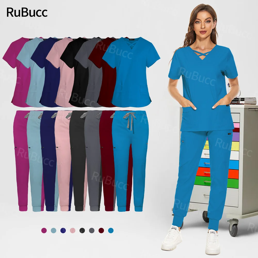 High Quality Scrub Set Nursing Uniform Short Sleeved Operating Room Doctor Costume Women Scrub Suit Multicolor Nurse Accessories