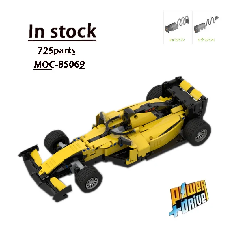 

MOC-85069 Yellow New F1 Racing - Remote Control Sports Car Building Block Model 725 Parts Boy Birthday Building Blocks Toy Gift