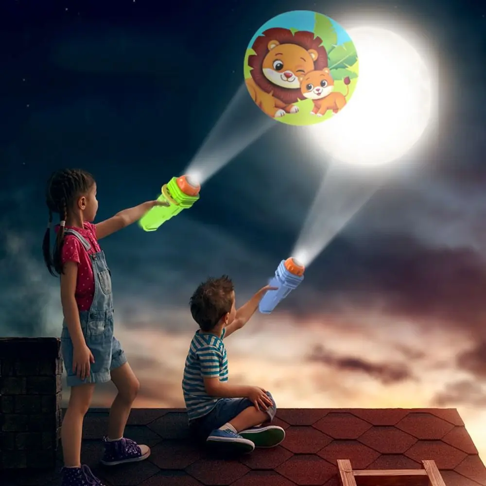 

3 Cards Cartoon Projection Flashlight 160 Patterns Creative Children Flashlight Projector Toy With Music Bedtime Story Baby Toy