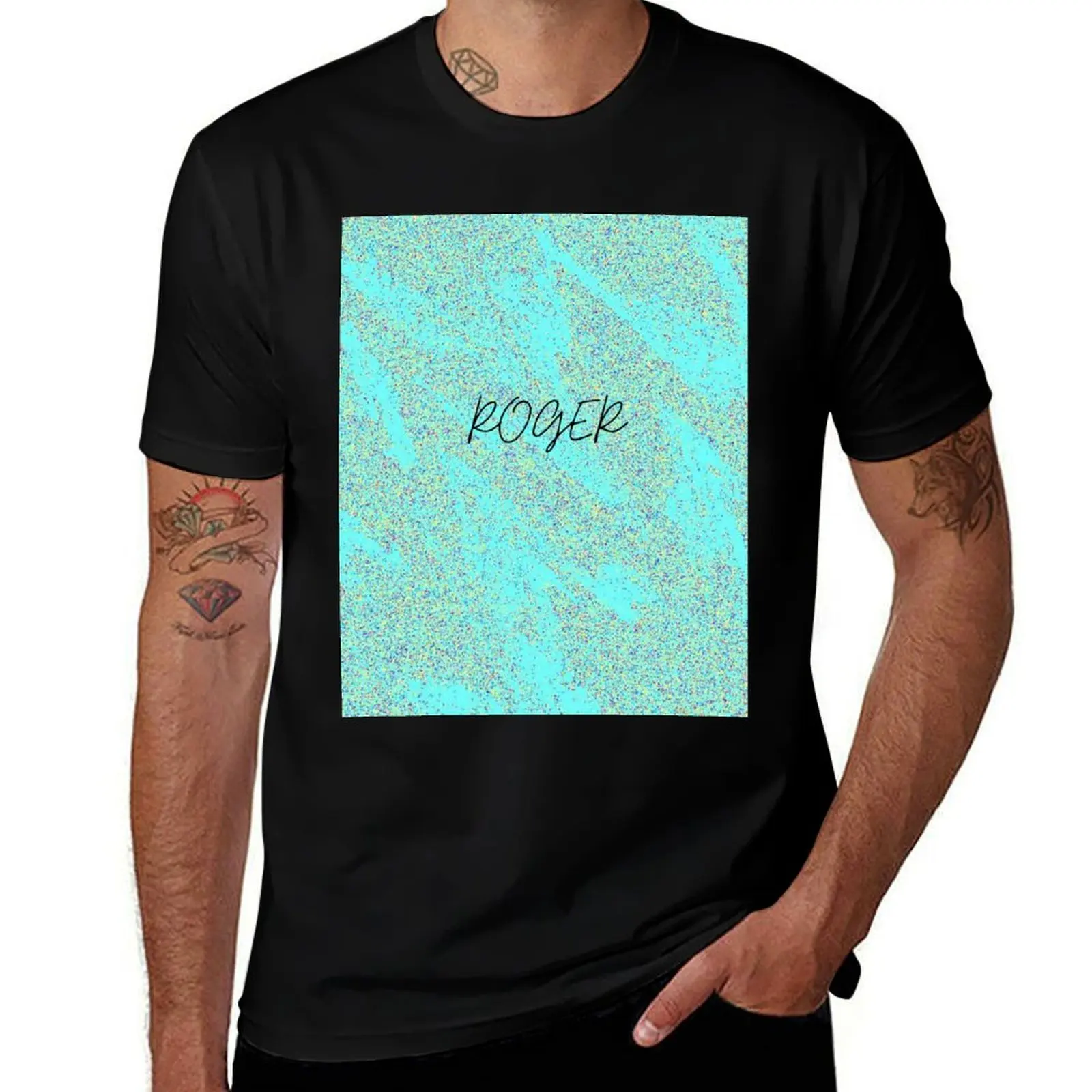 RogerPattern - Tranquil Waters : T-shirt à imprimé inspiré de la piscine, décontracté, à manches courtes, pour les vacances