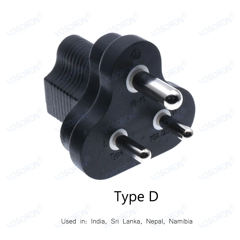 India AC Power Adapter,US Nema 5-15P to IS1293 Plug Adapter,India AC POWER plug to IEC Type D