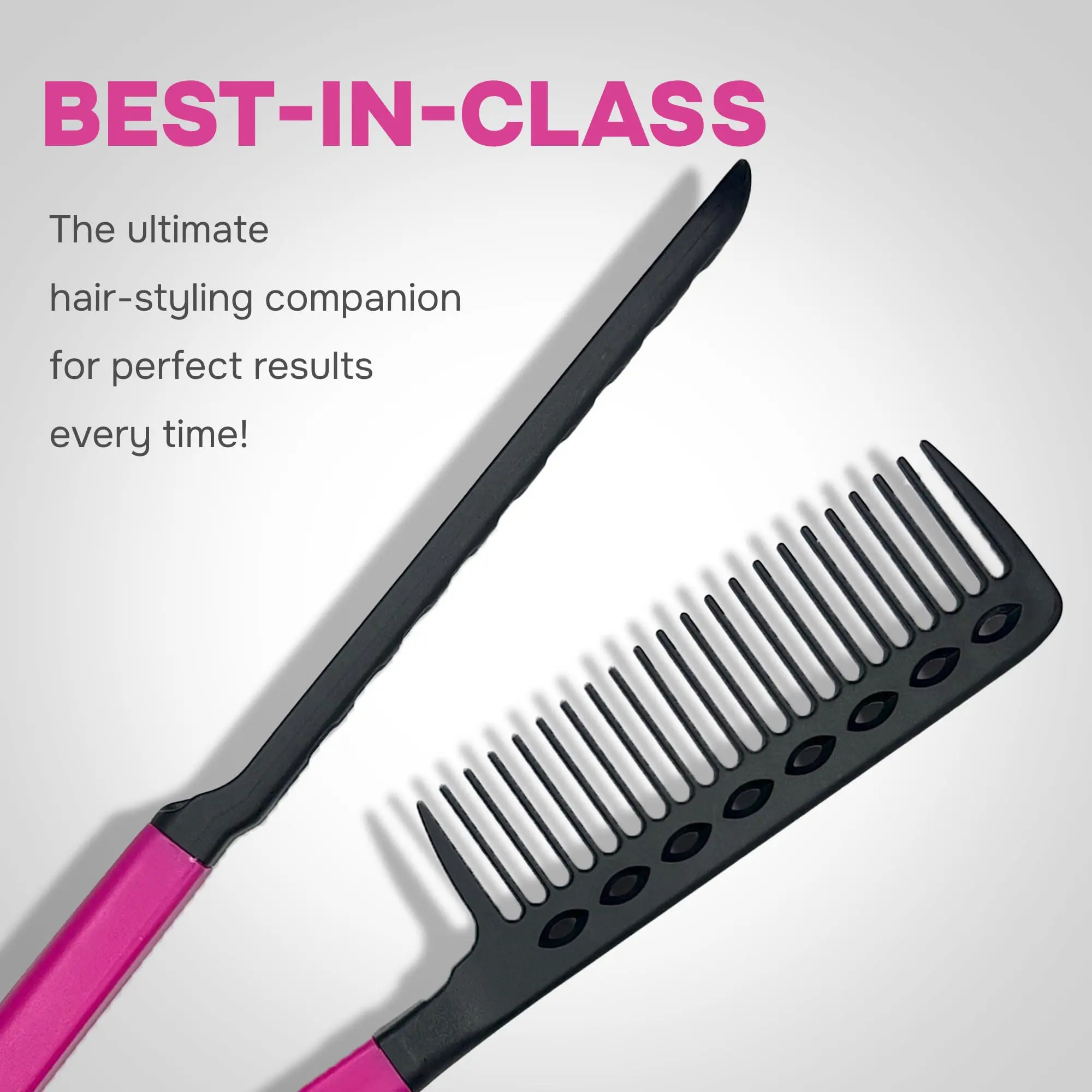 V Shape Hair Straightening Comb - Anti Heat Damage Rounded Teeth for Knotty/Frizzy Hair, Lightweight  Styling Tool & Detangler