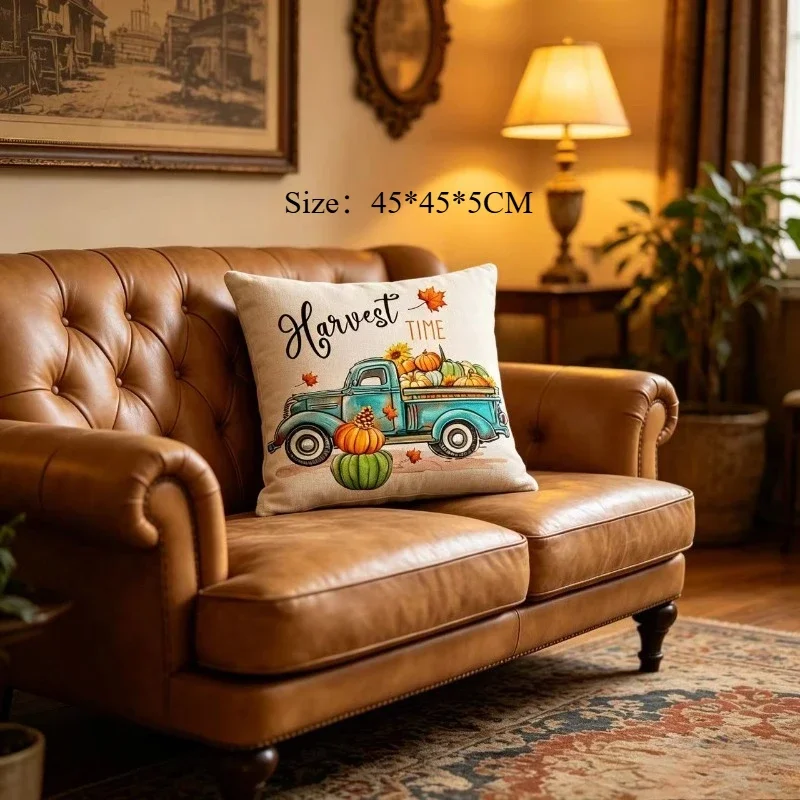 Linen Pillow Cover Pumpkin Dwarf Print Home Cushion Pillowcase New Design for Bedroom Decor