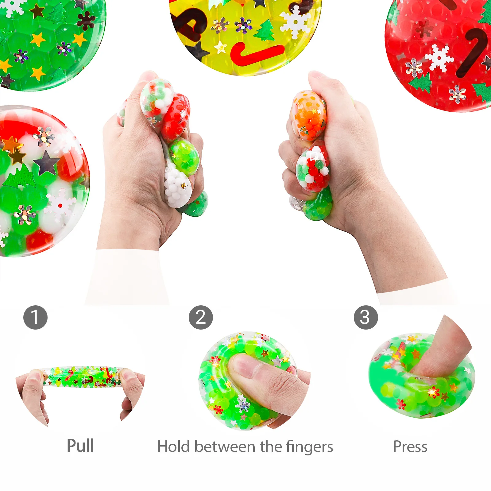 Stress relieving colored beads, squeeze grape balls, release water balls, Christmas style squeeze release toys