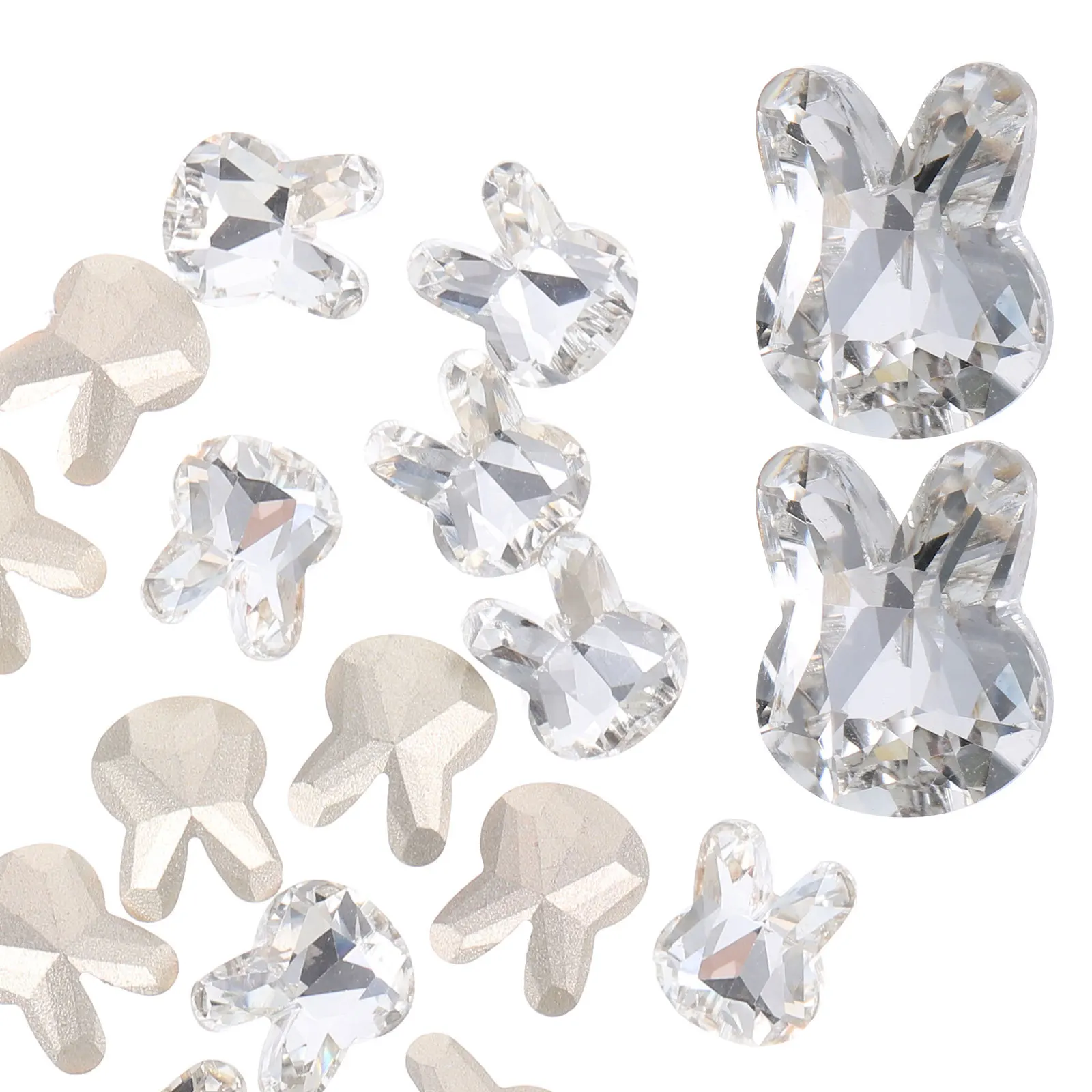 

20Pcs Nail Art Rhinestones 3D Rabbit Charms Silver Pearls for Nails DIY Manicure Decor Cartoon Nail Ornaments Women Fingernail