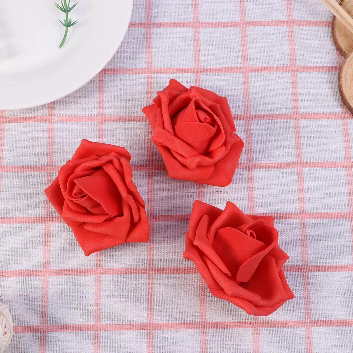 

100 Pcs Wedding Decor Rose Artificial Fake Roses Tulip Mini Red Flower Head Bride