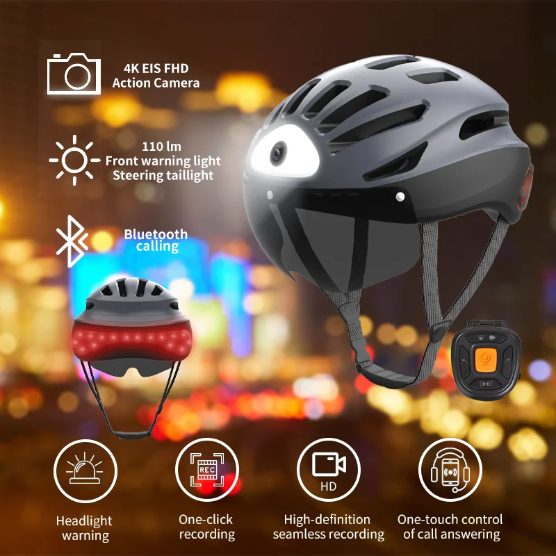 

Smart Motorcycle Helmet Man With 4K Camera Motorbike Brake Light For Mtb Bluetooth-Compatible Bike Trip Helmets Motor Cycling