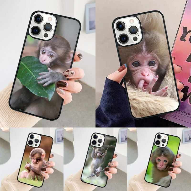 Cute Baby Monkey Animal phone case Cover For iPhone 14 15 16 Pro Max SE 2020 coque For apple 11 12 13 Pro Max Mini 7 8 Plus