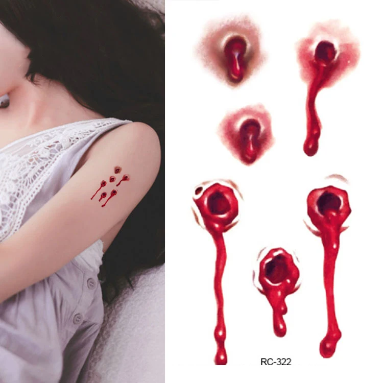 Halloween Horror Wound Stickers Blood Injury Fake Scab Scar Scary Temporary Scar Tattoos Stickers Holiday DIY Party Decorations