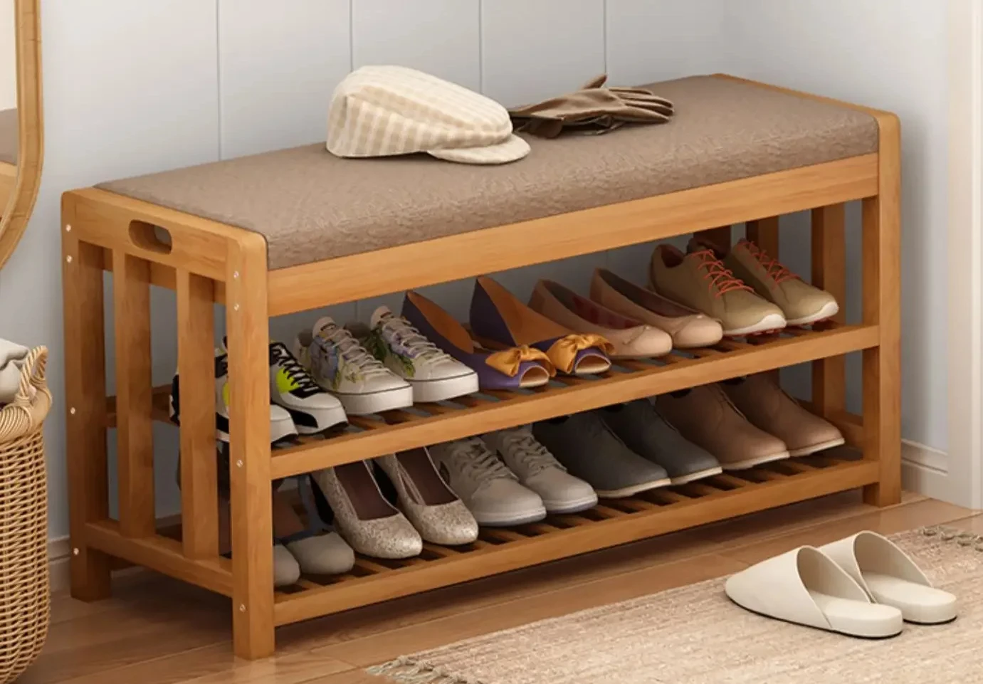 

Easy to put shoe racks at the door, change shoe stools for home use, look good indoors, wear shoes, stools