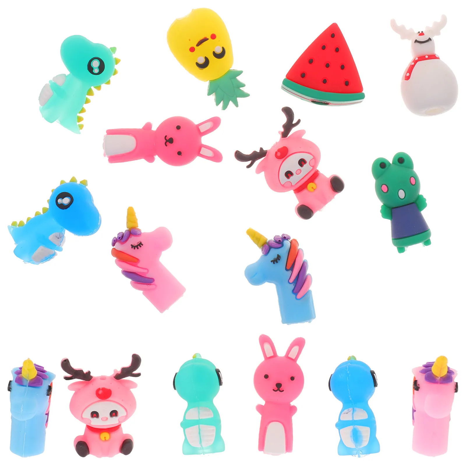 30Pcs Pencil Caps Silicone Cartoon Adorable Small Anti-Scratch Flexible Pencil Extenders Protective Covers Students Stationers